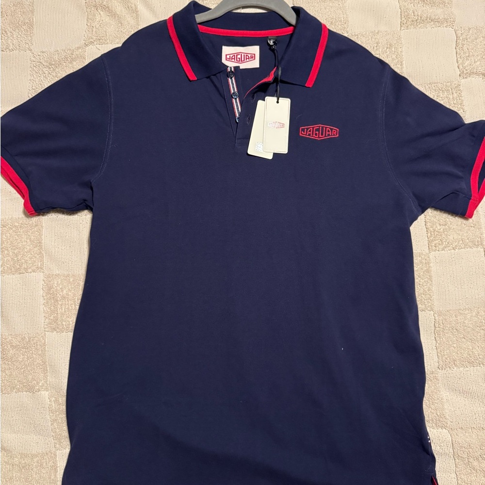 Jaguar Heritage Navy Polo Shirt with Red Accents